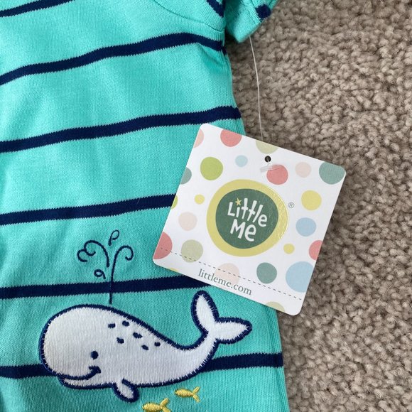 NWT Baby WHALE Bundle - 2 Snap Whale Pattern Rompers And Whale Booties - Picture 12 of 12
